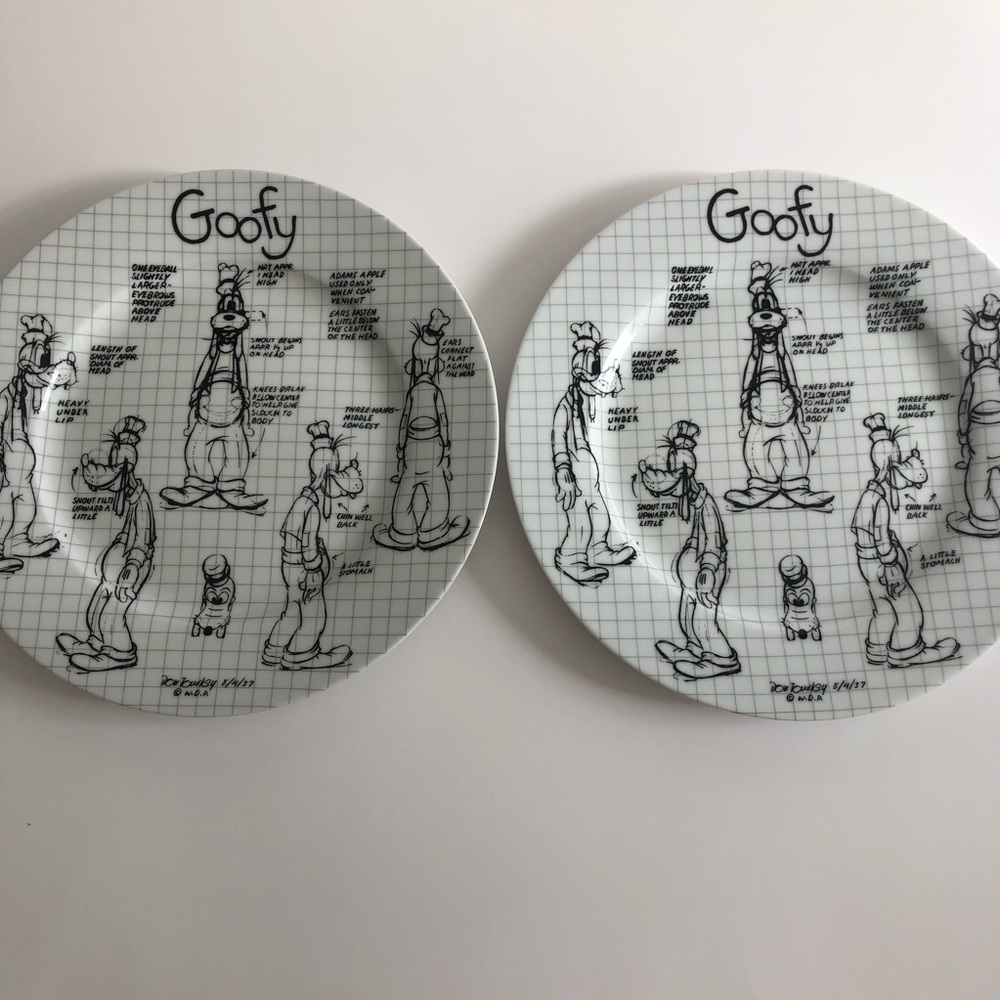 NEW DISNEY Sketchbook GOOFY Dinner Plate Set of 2